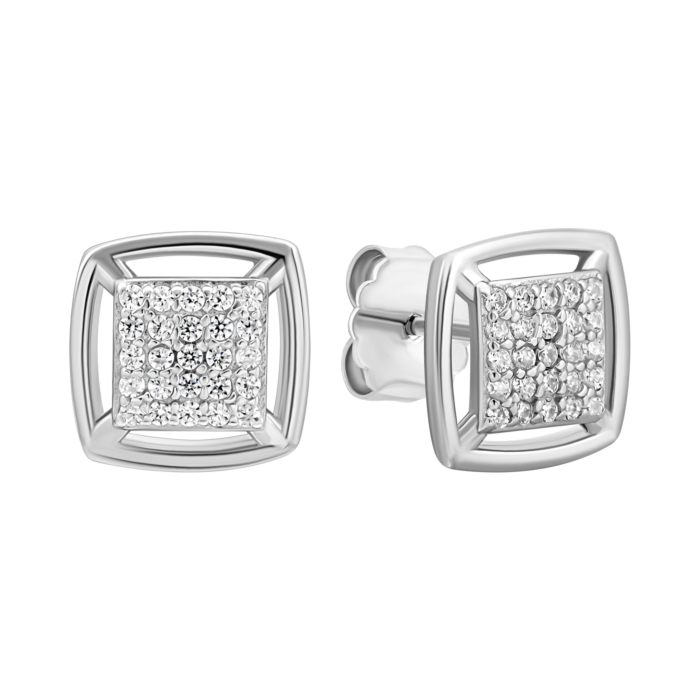 Срібні пусети з фіанітами.Артикул UG5SZDE03534