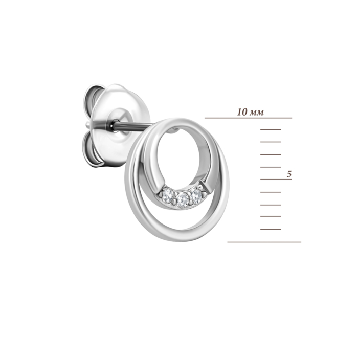 Серебряные пуссеты с фианитами.Артикул UG5SZDE03593