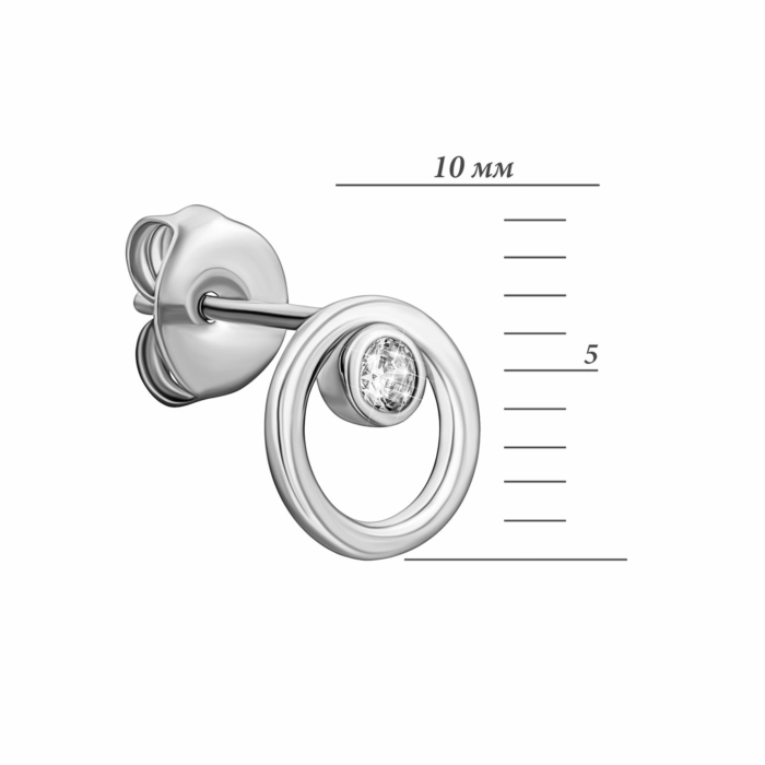 Срібні пусети з фіанітами.Артикул UG5SZDE09089