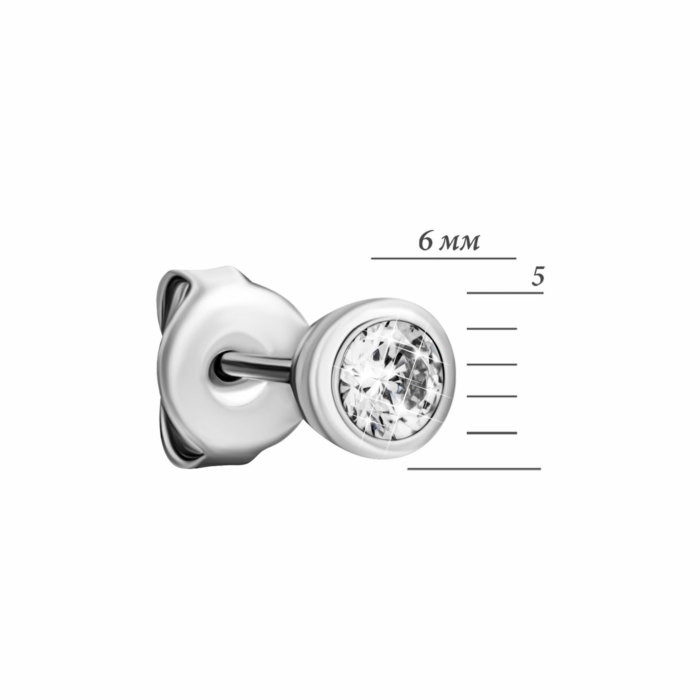 Серебряные пуссеты с фианитами.Артикул UG5SZDE09222