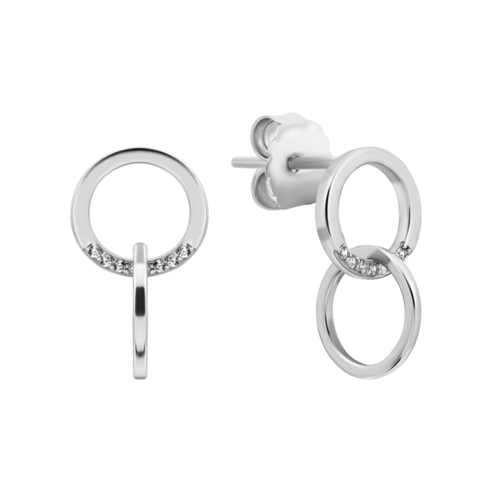 Срібні пусети з фіанітами.Артикул UG5SZDE09400