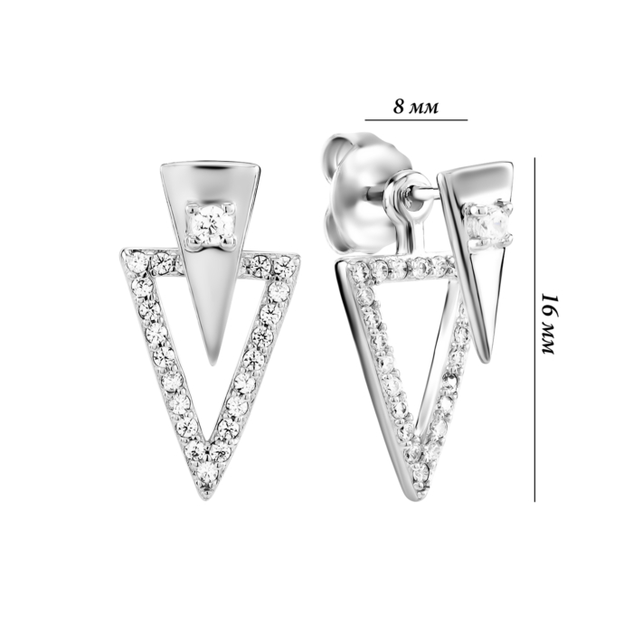 Срібні пусети з фіанітами 2 в 1. Артикул UG5SZDE57656