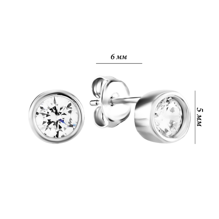Серебряные пусеты с фианитом. Артикул UG5SZDE57665