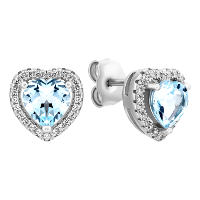 Серебряные пуссеты с топазом и фианитами.Артикул UG5SE26917-BW topaz