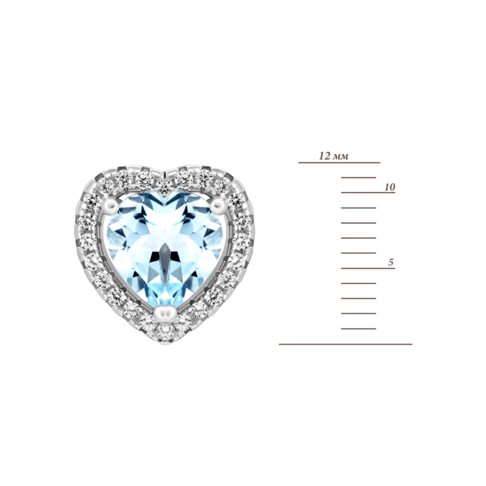 Серебряные пуссеты с топазом и фианитами.Артикул UG5SE26917-BW topaz