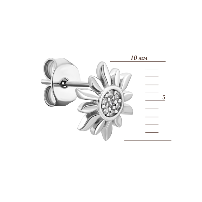 Серебряные серьги Цветы с фианитами.Артикул UG5SZDE03374