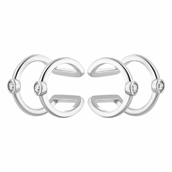 Срібні сережки-кафи з фіанітами. Артикул UG582814б