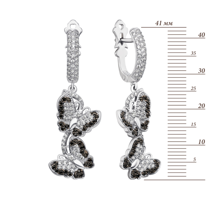 Срібні сережки-підвіски Метелики з фіанітами (40312/12/1/213)