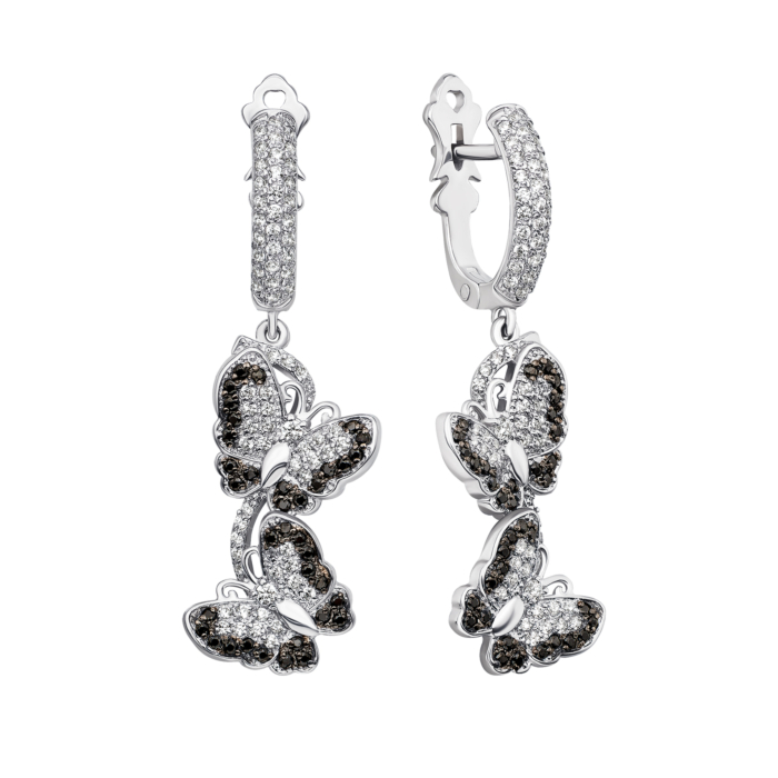 Срібні сережки-підвіски Метелики з фіанітами (40312/12/1/213)