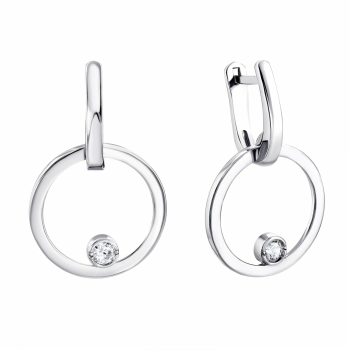 Срібні сережки-підвіски з фіанітами. Артикул UG582771б