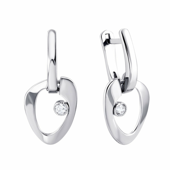 Срібні сережки-підвіски з фіанітами.Артикул UG582793б