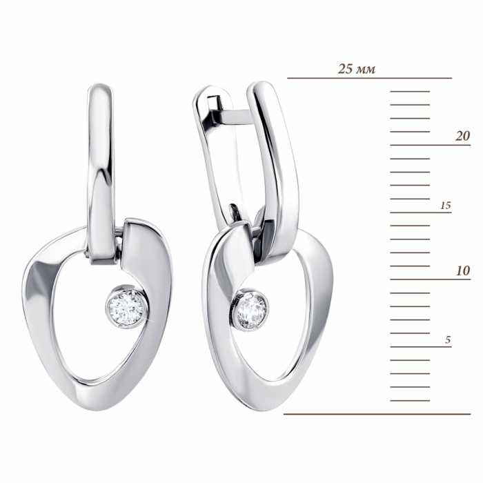 Срібні сережки-підвіски з фіанітами.Артикул UG582793б