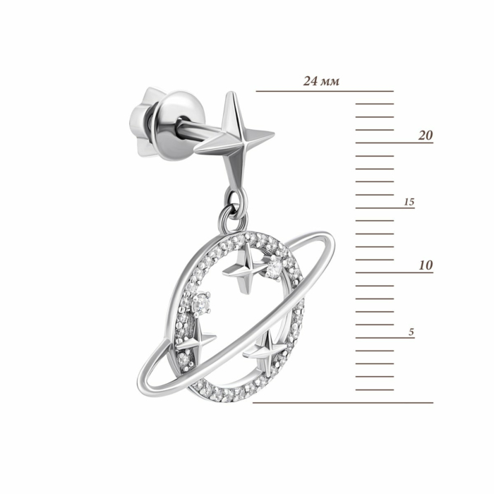 Срібні сережки-підвіски з фіанітами. Артикул UG582818б