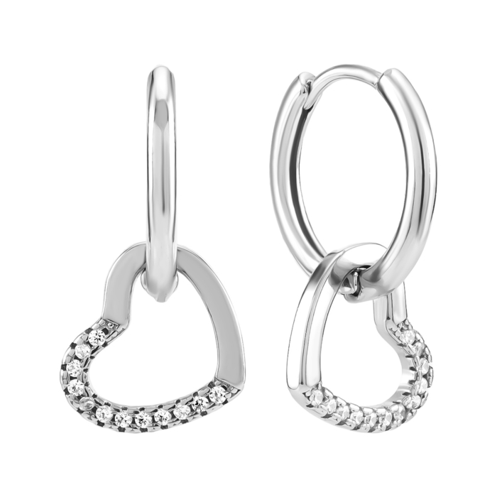 Cрібні сережки-підвіски з фіанітами. Артикул UG51EA104846