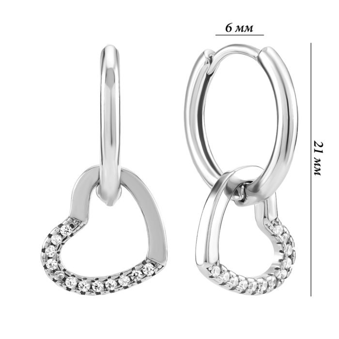 Cрібні сережки-підвіски з фіанітами. Артикул UG51EA104846