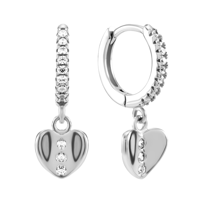 Cрібні сережки-підвіски з фіанітами. Артикул UG51EA105275