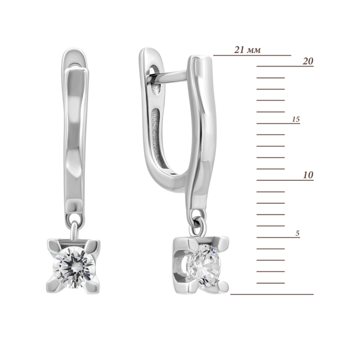 Срібні сережки-підвіски з фіанітами. Артикул UG5SZDE00271