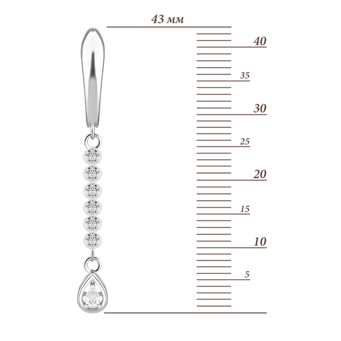 Серебряные серьги-подвески c фианитами.Артикул UG5SZDE00276