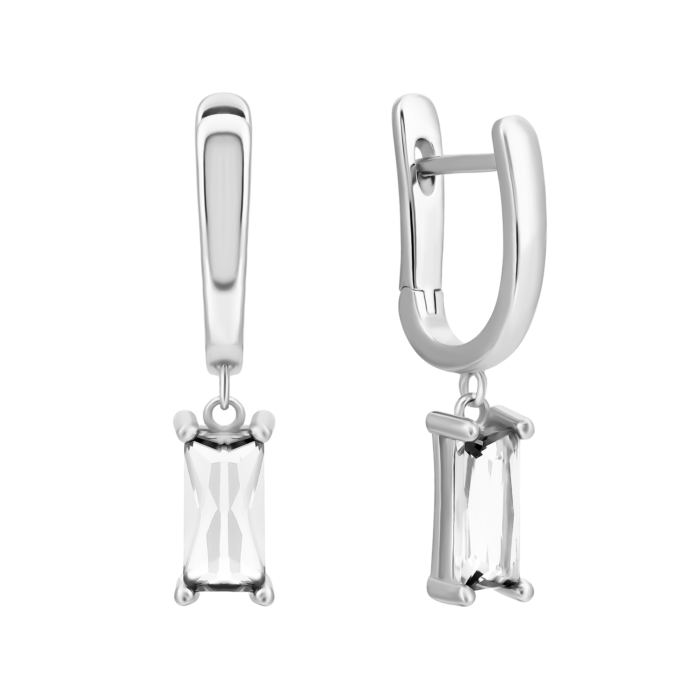 Серебряные серьги-подвески c фианитами.Артикул UG5SZDE00330