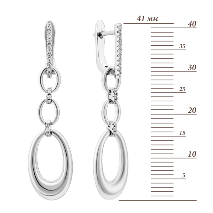 Срібні сережки-підвіски з фіанітами. Артикул UG5SZDE00344