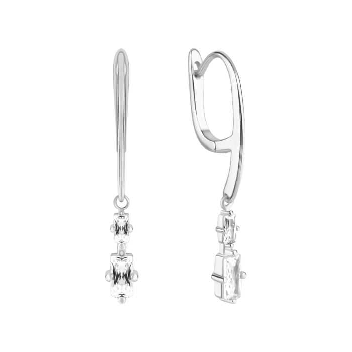 Серебряные серьги-подвески c фианитами.Артикул UG5SZDE00374