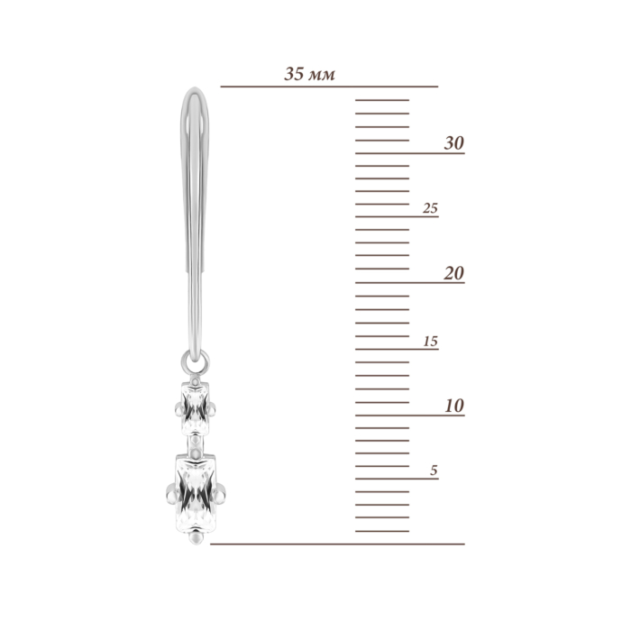 Серебряные серьги-подвески c фианитами.Артикул UG5SZDE00374