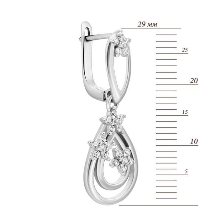 Срібні сережки-підвіски з фіанітами. Артикул UG5SZDE00378