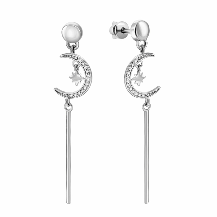 Серебряные серьги-подвески с фианитами.Артикул UG582813б