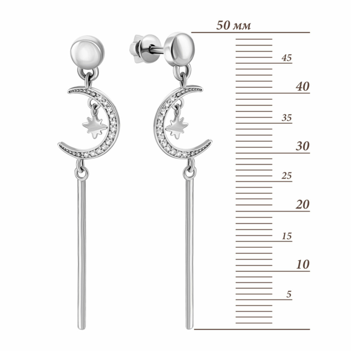 Серебряные серьги-подвески с фианитами.Артикул UG582813б