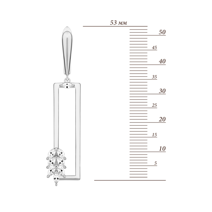 Срібні сережки-підвіски з фіанітами.Артикул UG5SE38421