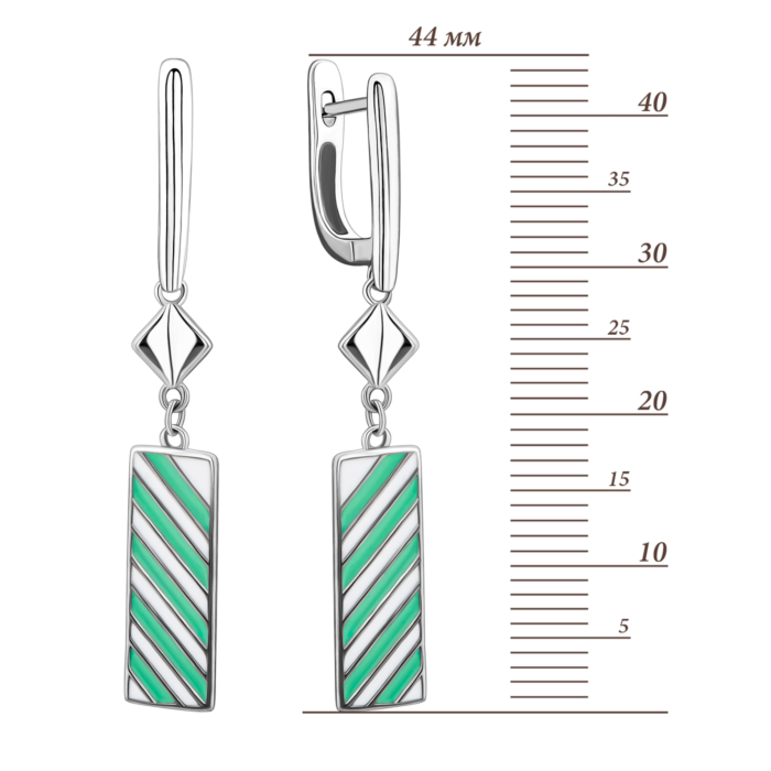 Срібні сережки-підвіски з емаллю.Артикул UG5AE01203