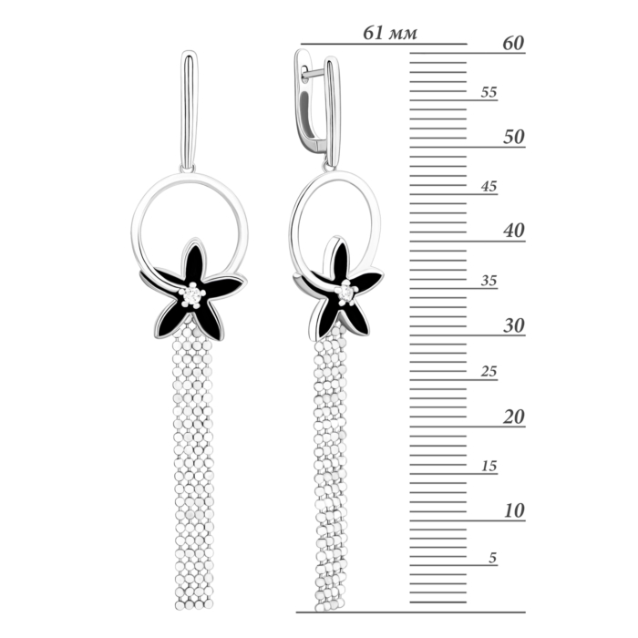 Срібні сережки-підвіски з емаллю.Артикул UG5AE01564