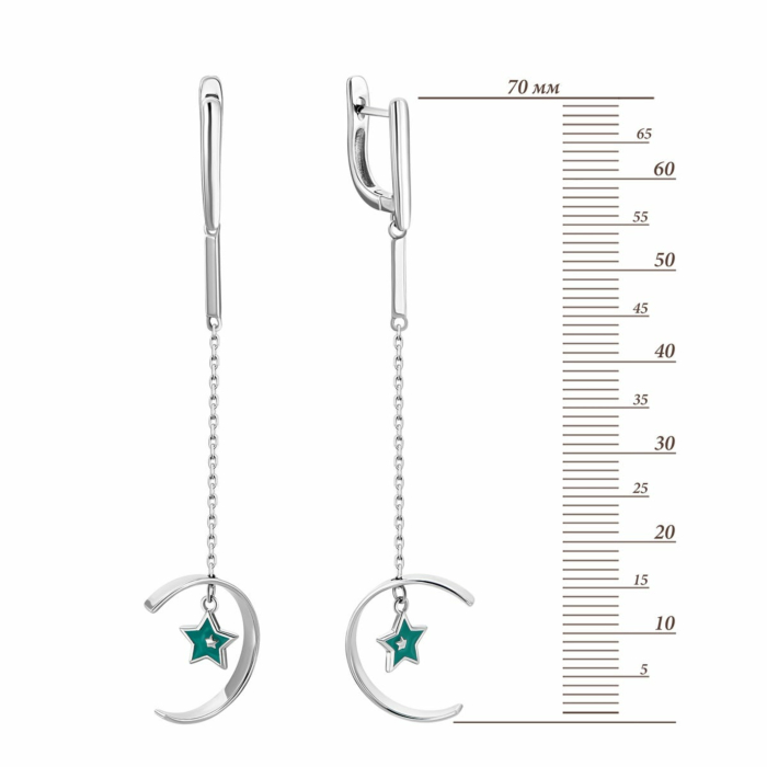 Срібні сережки-підвіски з емаллю. Артикул UG5EA61083