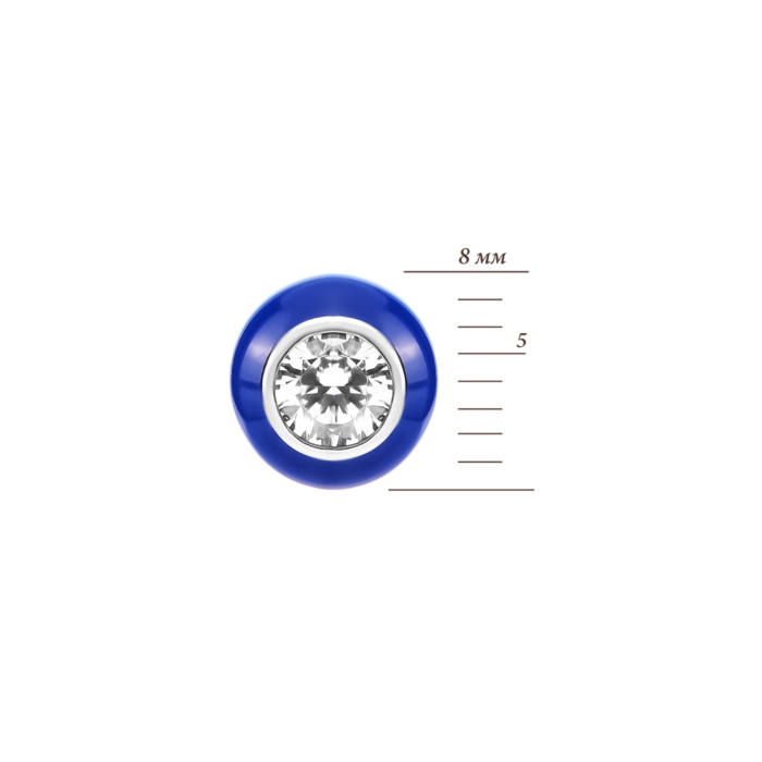 Срібні сережки-пусети з емаллю і фіанітами. Артикул UG5SZDE21241