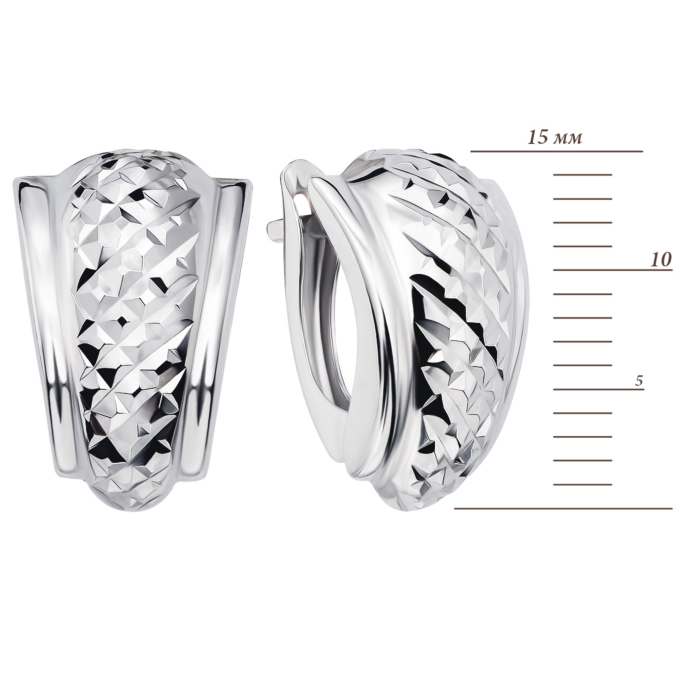 Срібні сережки з алмазною гранню. Артикул UG502830-2/12/3