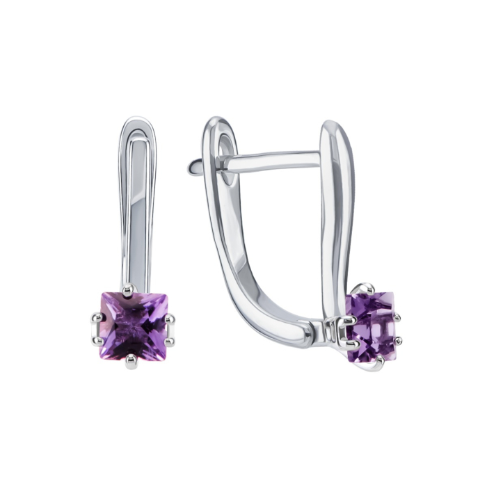Срібні сережки з аметистом. Артикул UG5SZDE15392