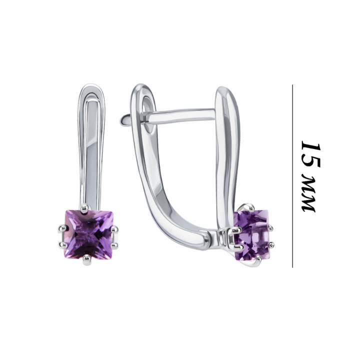 Срібні сережки з аметистом. Артикул UG5SZDE15392