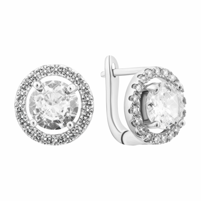 Срібні сережки з фіанітами.Артикул UG5B00050