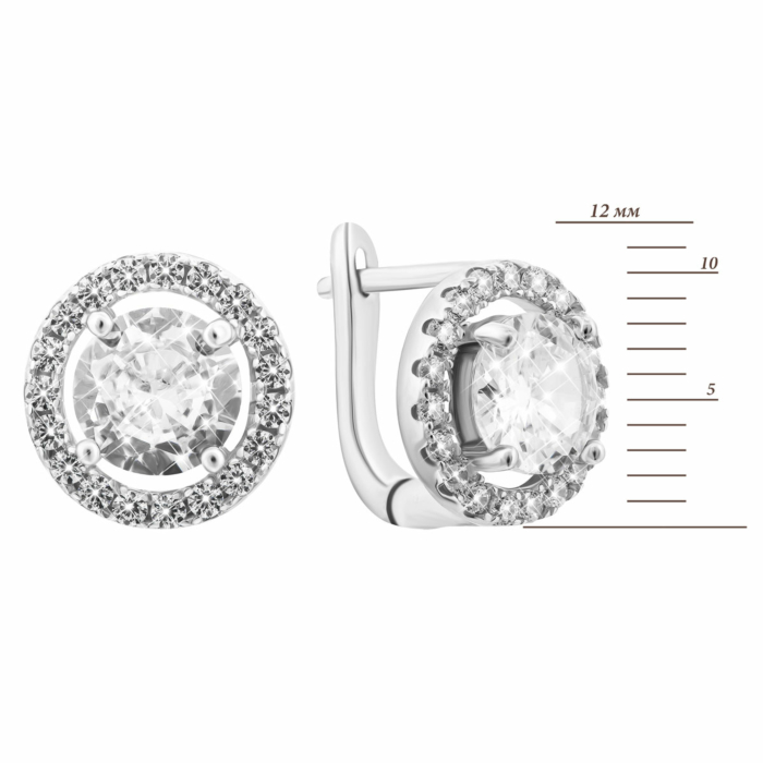 Срібні сережки з фіанітами.Артикул UG5B00050