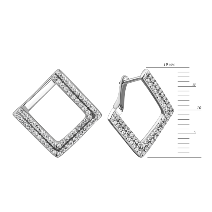 Срібні сережки з фіанітами.Артикул UG5JB00225