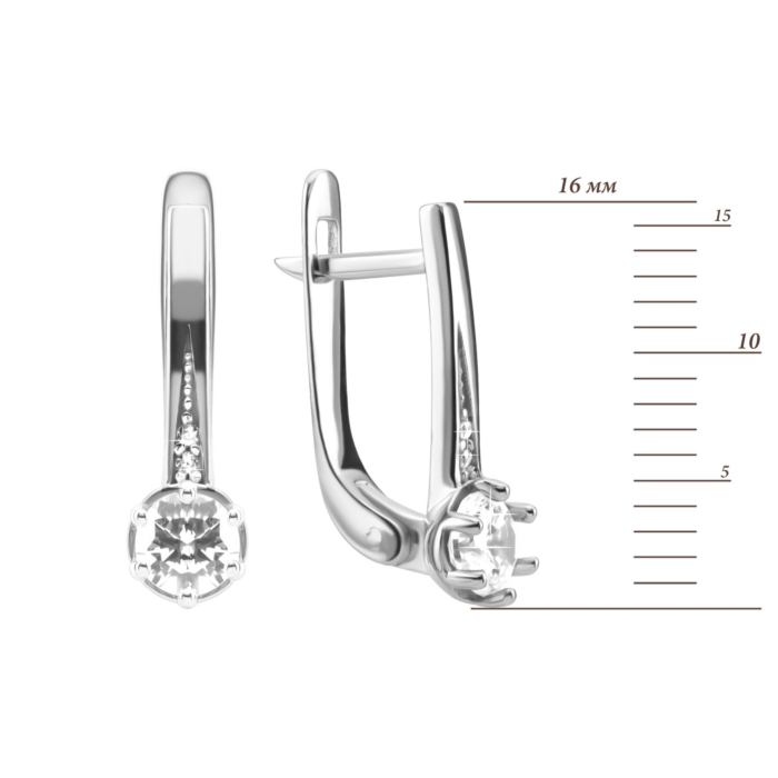 Срібні сережки з фіанітами. Артикул UG5ЛК-0331р