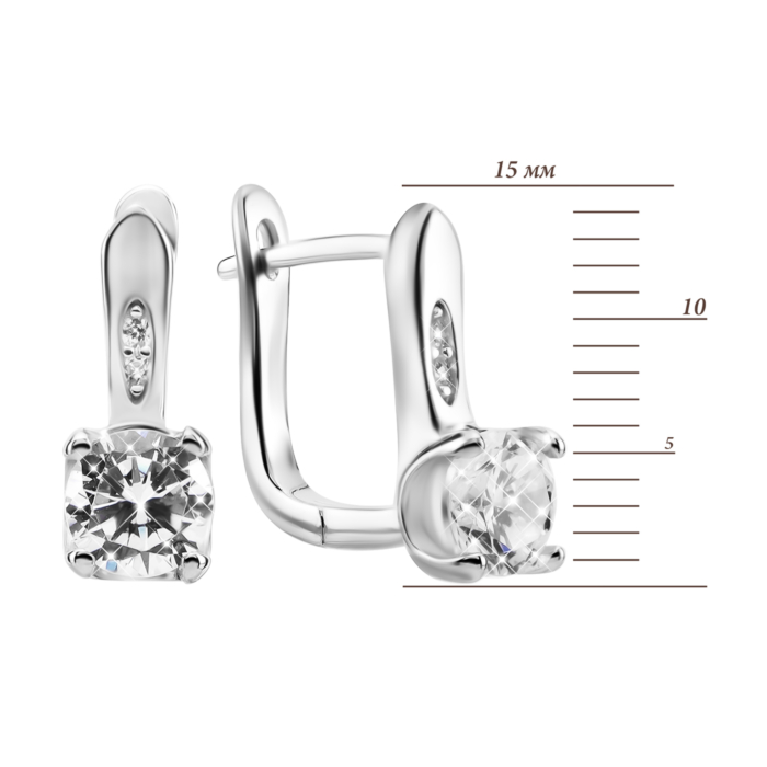 Срібні сережки з фіанітами. Артикул UG5PB15288