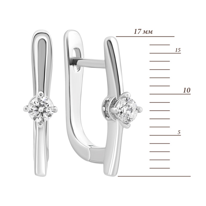 Срібні сережки з фіанітами. Артикул UG5SZDE00243