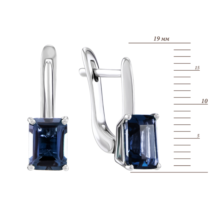 Серебряные серьги с гидротермальным сапфиром. Артикул UG52605/1р-HSPH