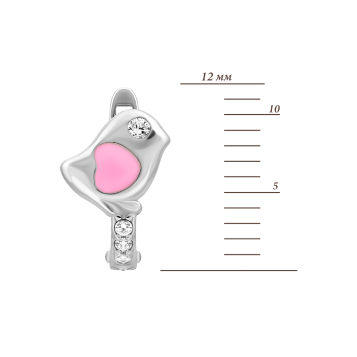 Серебряные серьги с эмалью и фианитами.Артикул UG5SZDE06659