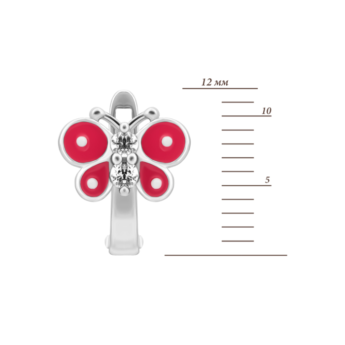 Срібні сережки з емаллю і фіанітами.Артикул UG5SZDE06719