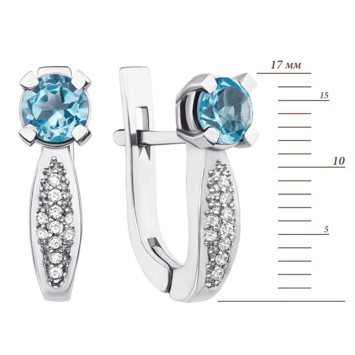 Серебряные серьги с топазом и фианитами (2172/9р)