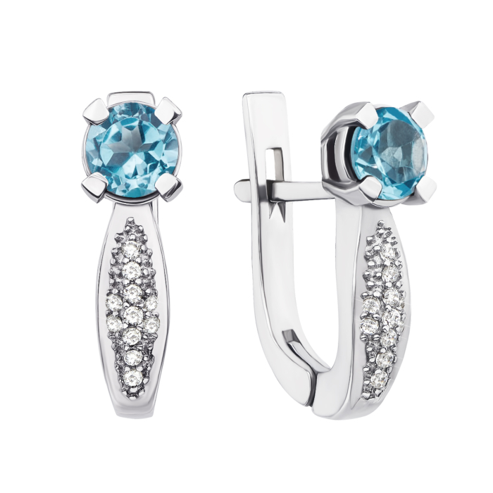 Серебряные серьги с топазом и фианитами (2172/9р)