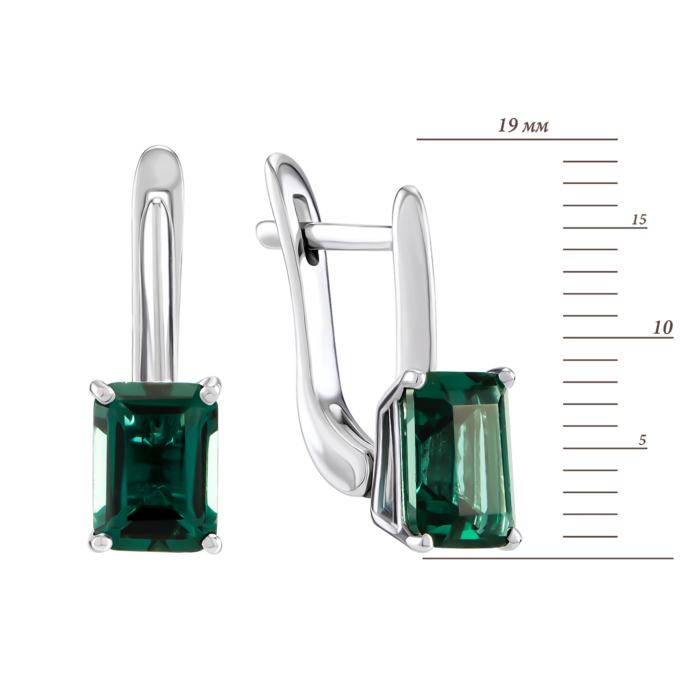 Срібні сережки з зеленим кварцом. Артикул UG52605/1р-QGR