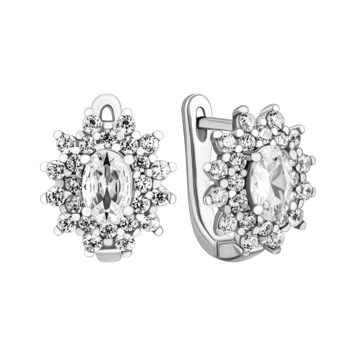 Срібні сережки з фіанітами.Артикул UG5B00006